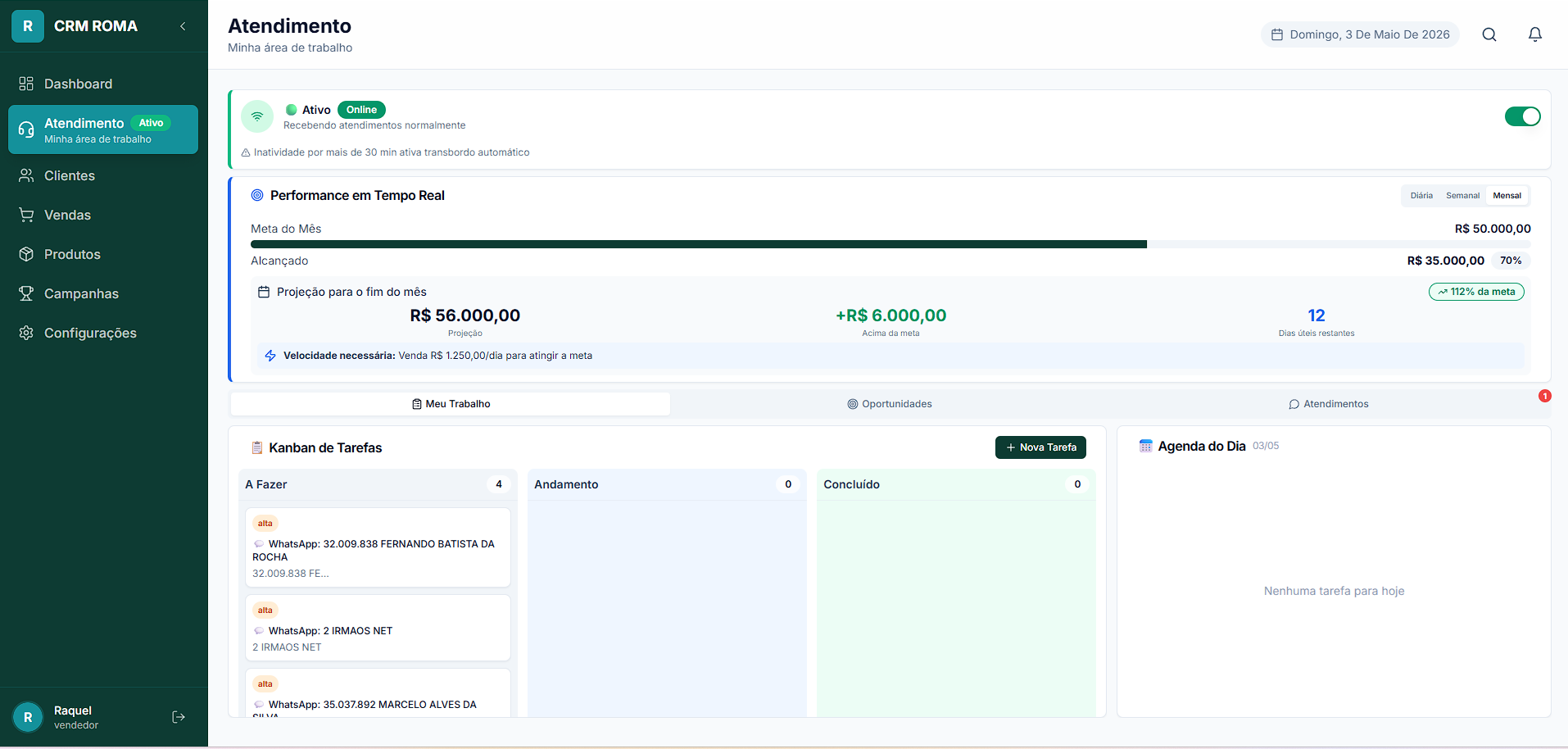 CRM em produção